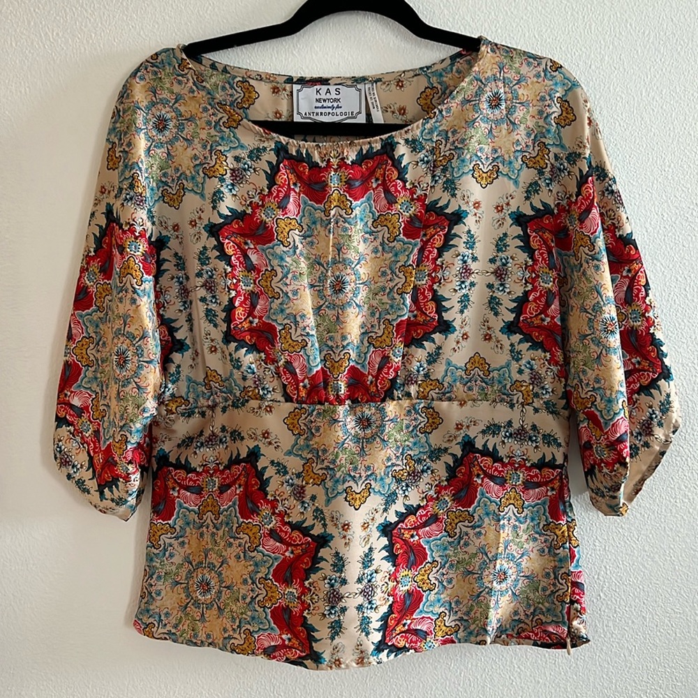 KAS New York for Anthropologie Winterstar - Floral Kimono Sleeve Blouse